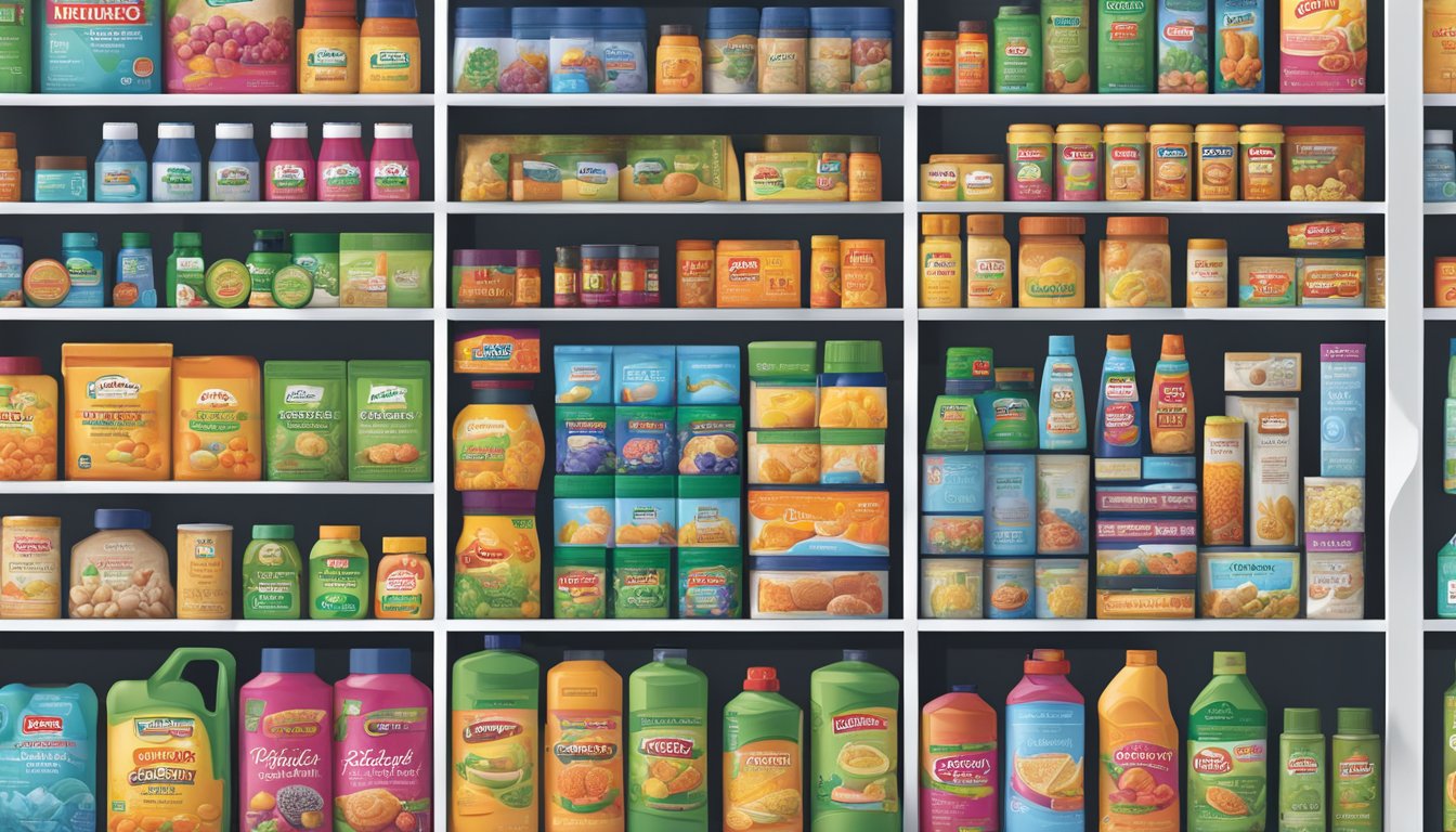 A variety of Mayer brand products arranged neatly on shelves, showcasing their diverse product range