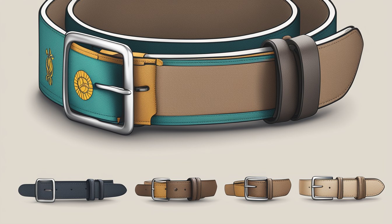 A belt made of sustainable materials with an ethical branding logo