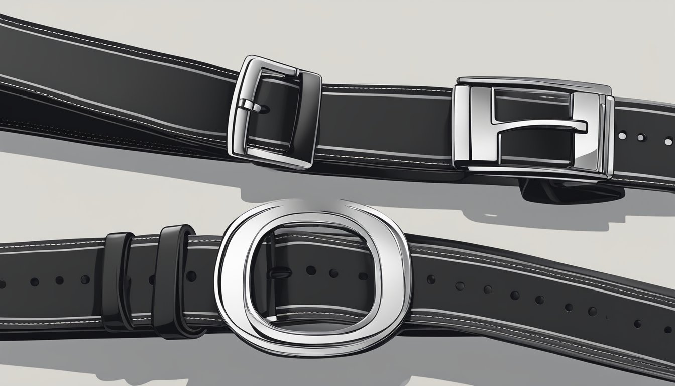 A close-up of a sleek, black belt with the "Frequently Asked Questions" logo prominently displayed in bold lettering
