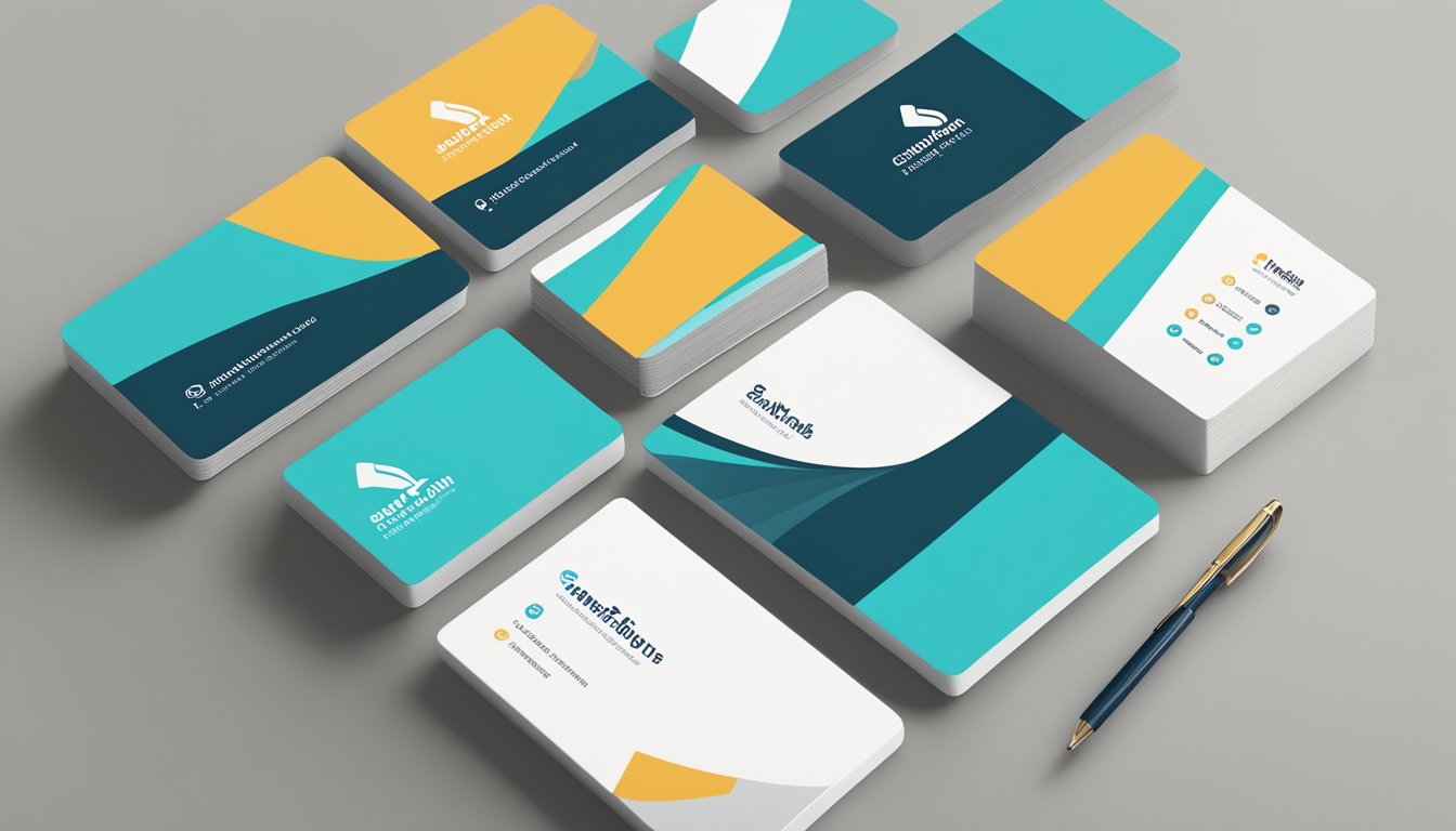 A logo on a business card, a website with a unique color scheme, and a branded social media profile