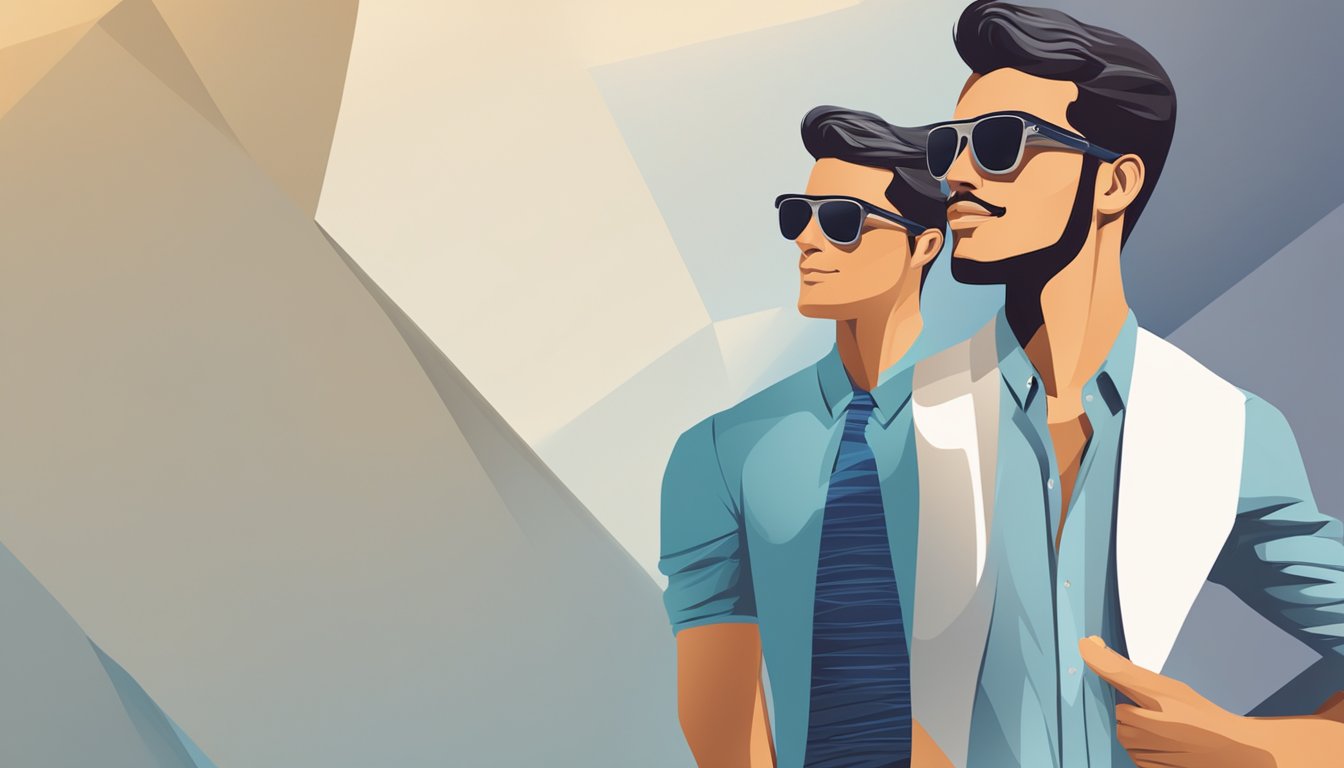 A man's pair of UV protection shades displayed on a sleek, modern, and masculine background, emphasizing their importance for men