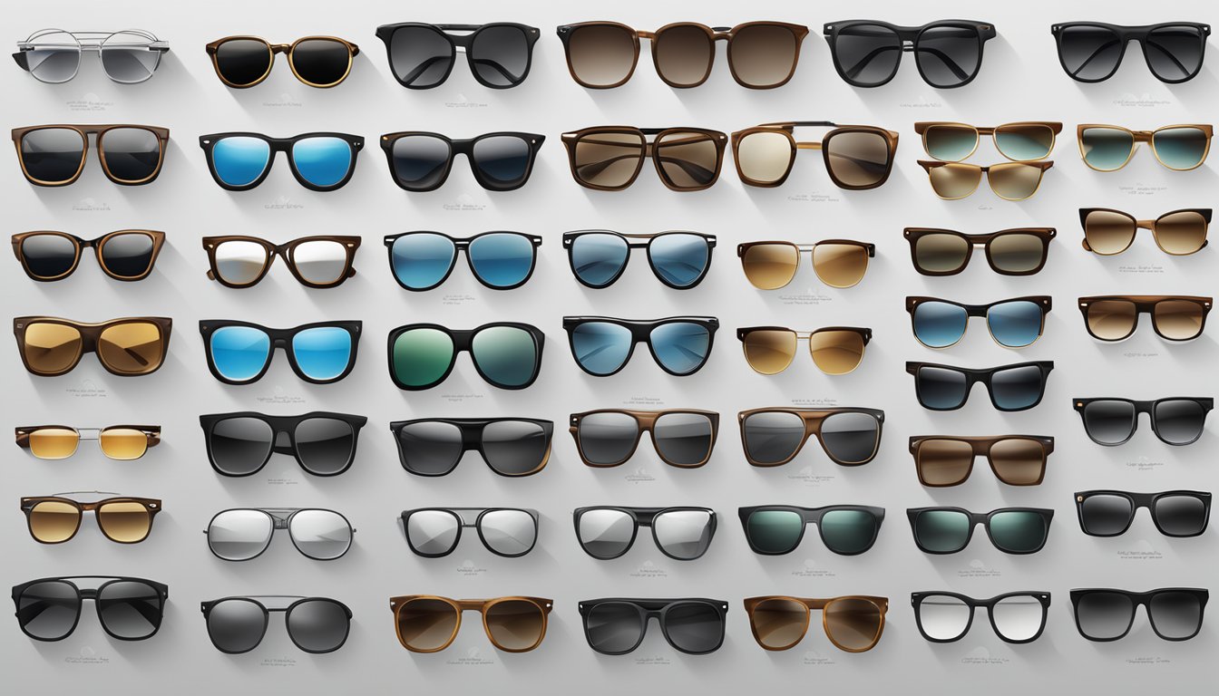 A sleek display of Iconic Styles and Frames branded men's shades