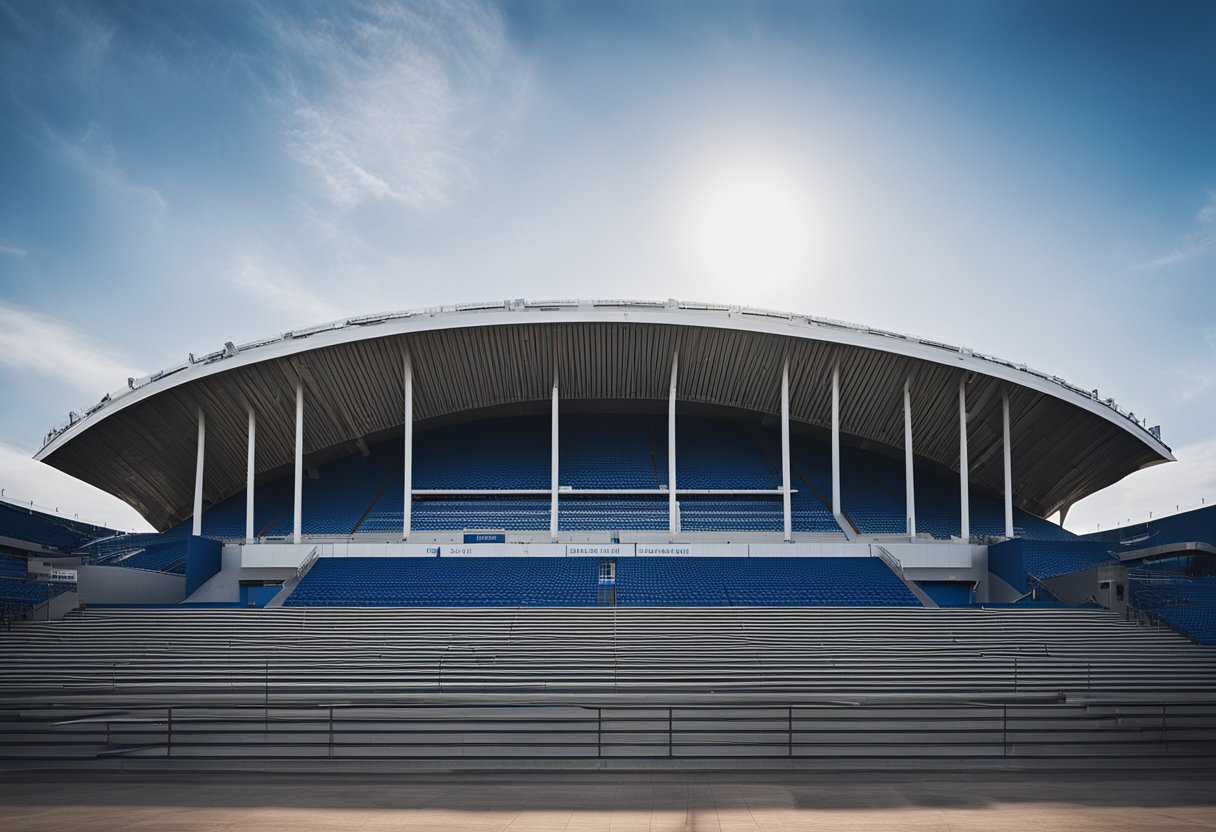 The modern and sleek design of Loftus Versfeld Stadium features clean lines, a striking facade, and a unique roof structure