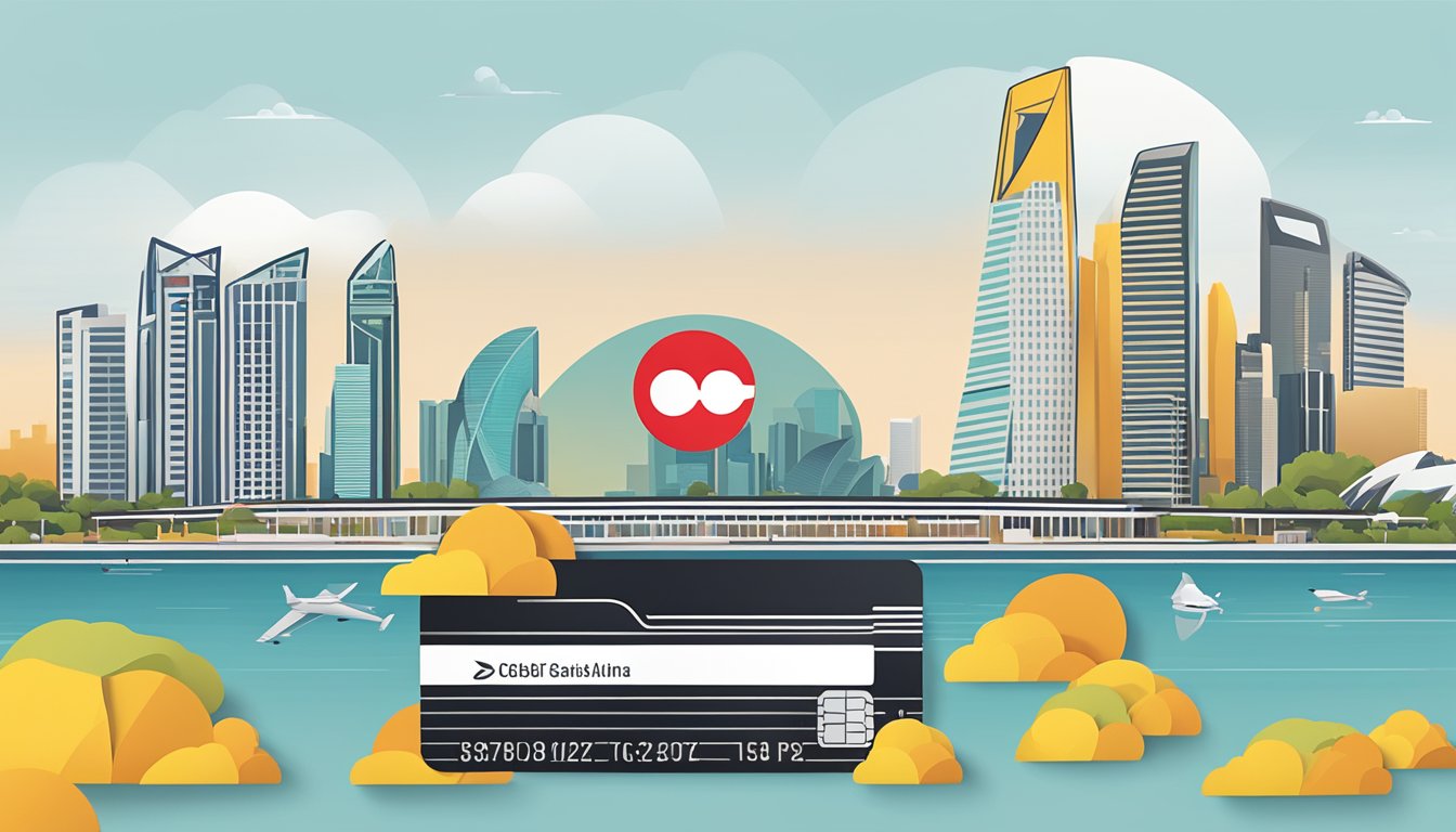 A sleek, modern credit card with the OCBC NXT logo prominently displayed, set against a backdrop of the Singapore skyline and iconic landmarks