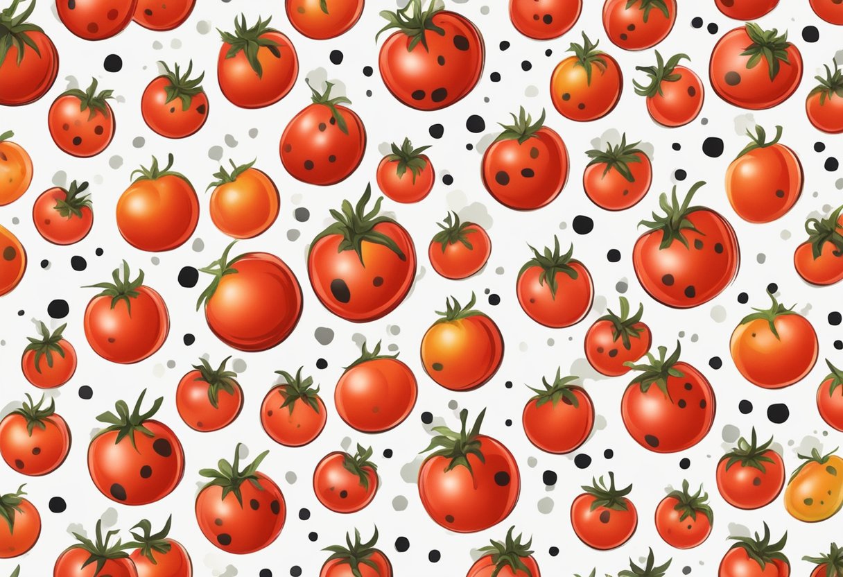 Ripe tomatoes with black spots