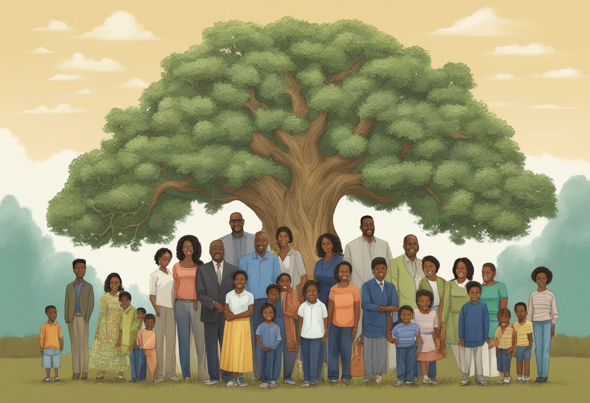 A family tree with Kenn Whitaker connected to Forest Whitaker, showing their early life and family background