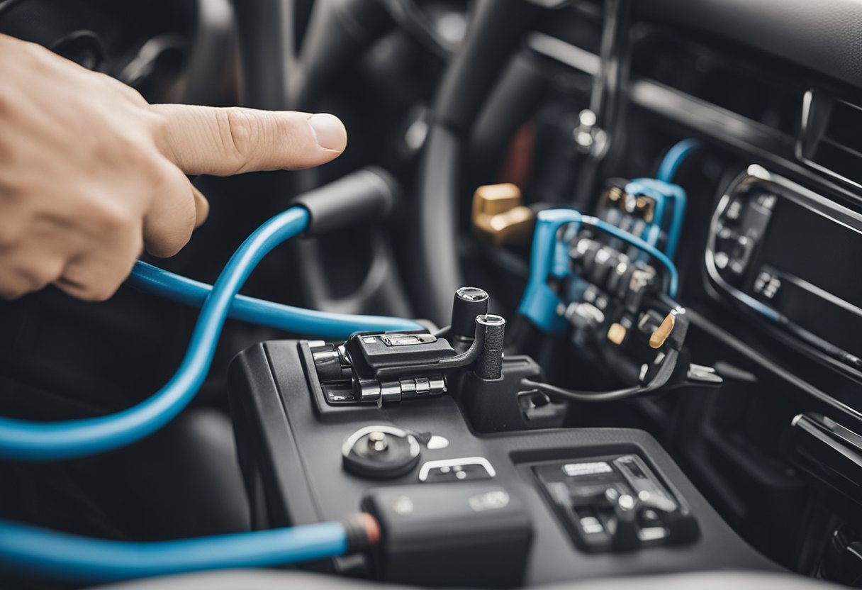 A wire connects the neutral safety switch to the vehicle's electrical system, ensuring the engine only starts in park or neutral position