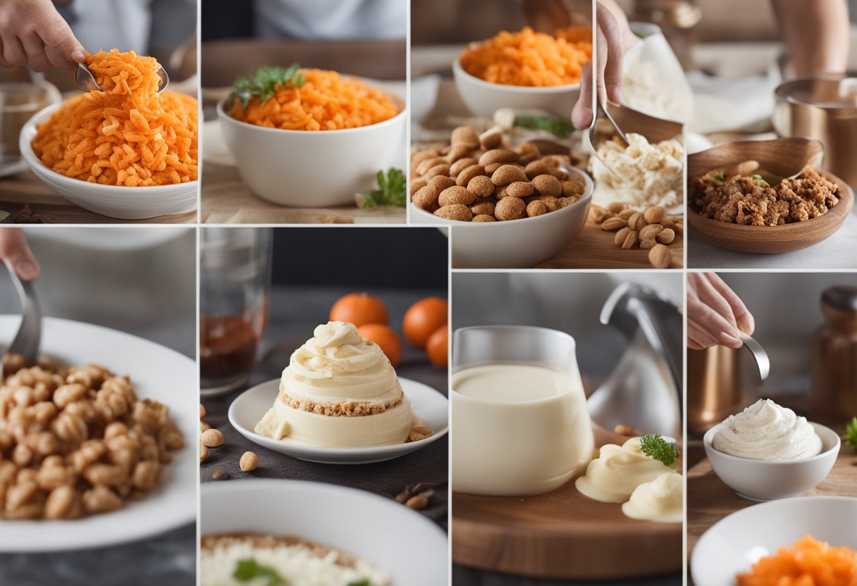 Ingredients being selected for 5 quick carrot cake recipes