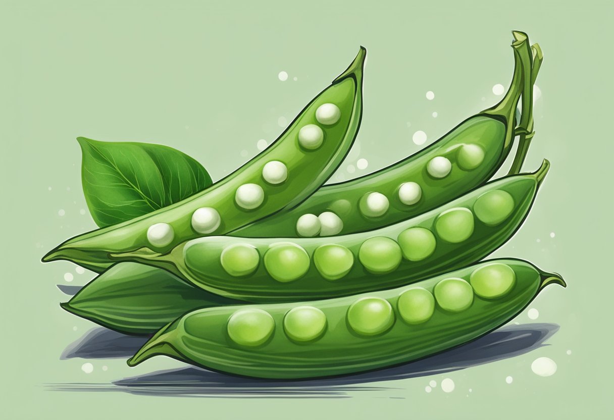 Sugar snap peas with small white spots on green pods