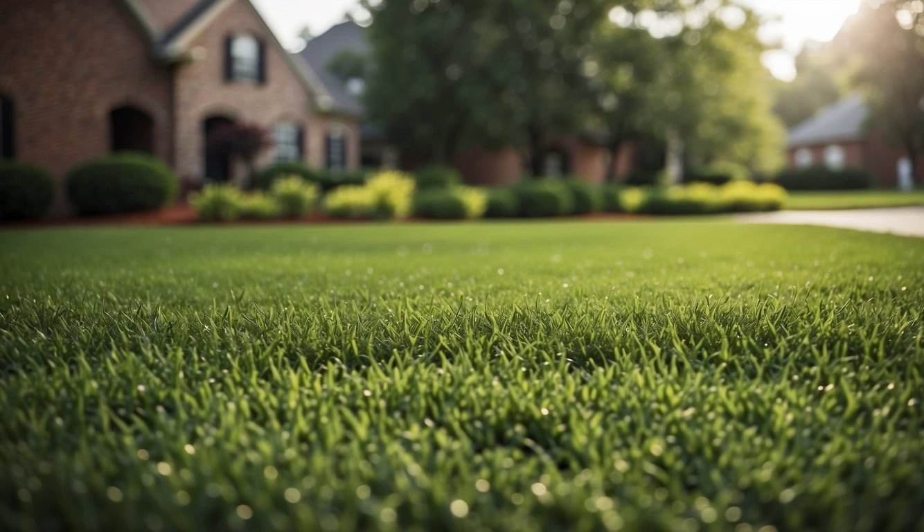 A lush, green lawn being returfed in Tuscaloosa, AL with design and landscaping enhancements