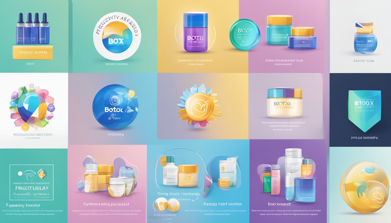 A display of various botox brand logos with a "Frequently Asked Questions" banner