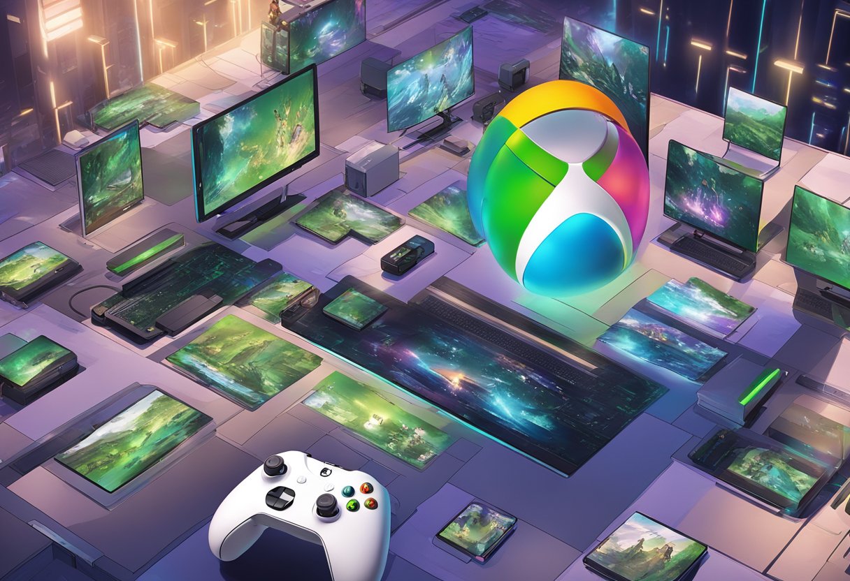 The Xbox Cloud Gaming 'Better xCloud' feature is showcased with a futuristic interface and seamless gameplay on multiple devices