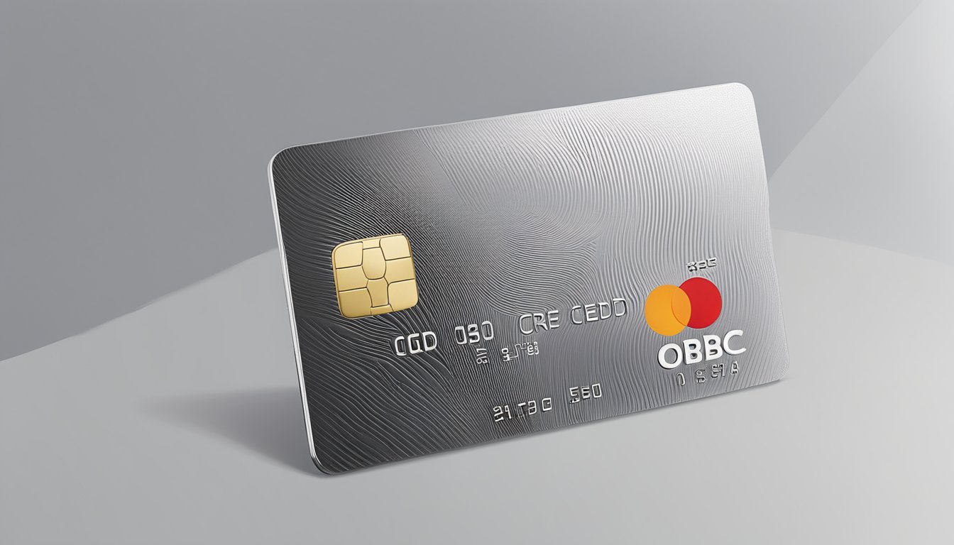 The OCBC Platinum Credit Card shines with its sleek design, featuring a metallic finish and embossed logo. The card's key features are highlighted, including its contactless payment capability and exclusive rewards program