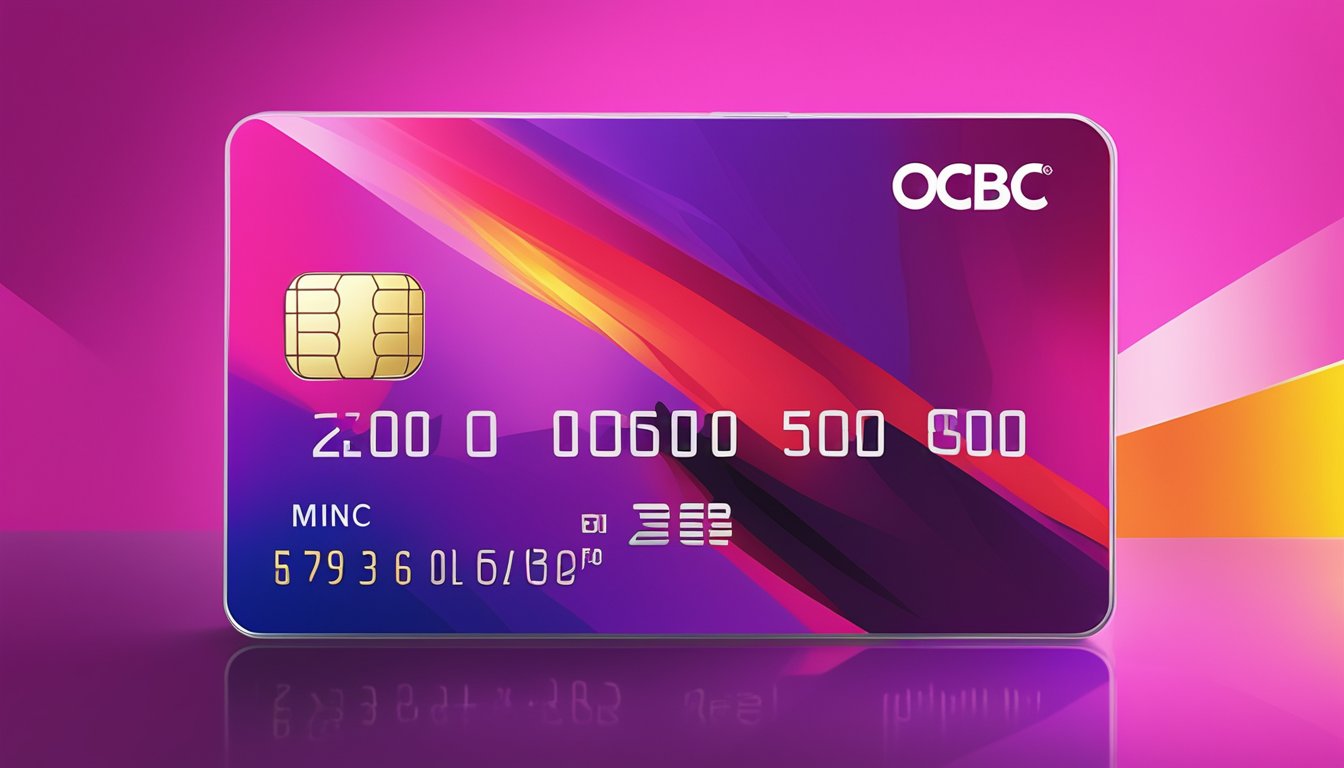 The OCBC Platinum Credit Card logo shining on a sleek, modern card against a backdrop of bold, vibrant colors and enticing discount offers