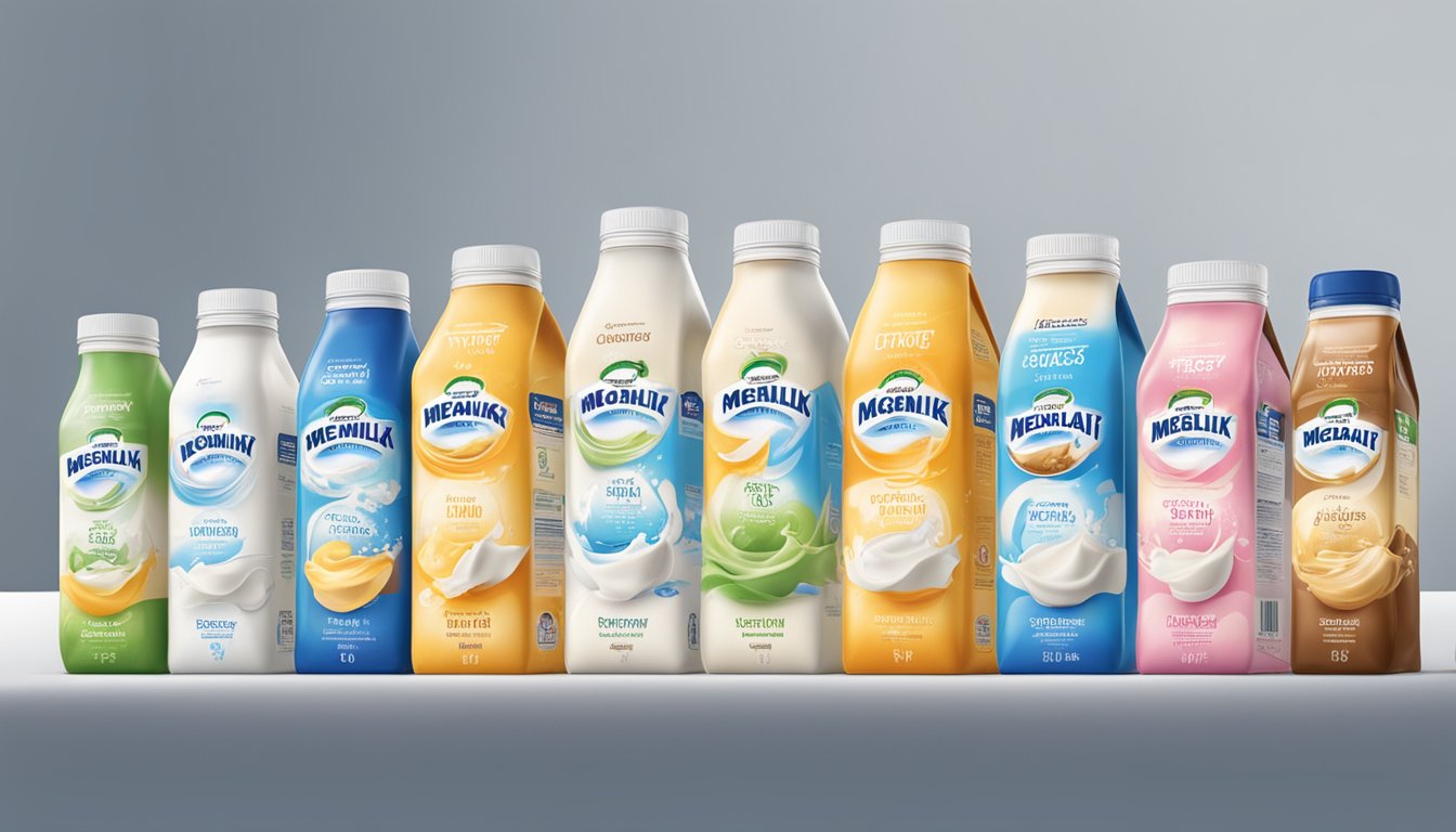 A lineup of diverse dairy products under the Megmilk Snow Brand, showcasing innovation and quality