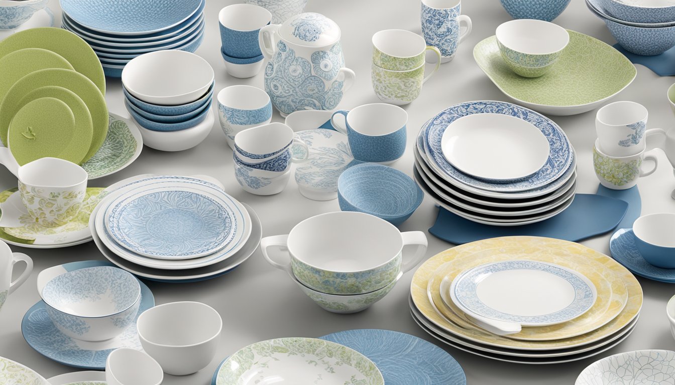 A timeline of Corelle dinnerware from its inception to modern designs, showcasing the evolution of patterns and styles