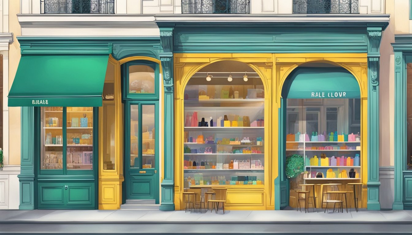 Vibrant Parisian storefronts showcase emerging brands and designers. The city's fashion scene comes alive with bold colors and innovative designs