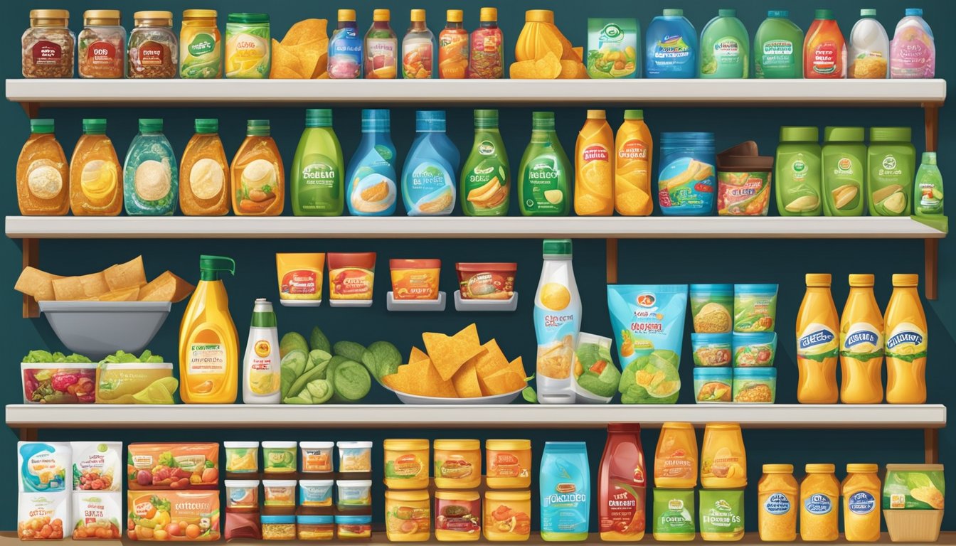 A display of Singapore house brand products on shelves in a supermarket