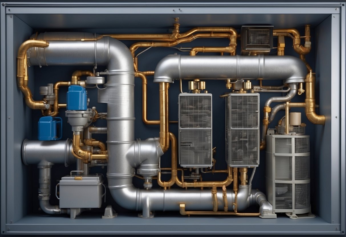 A diagram showing the different components of an HVAC system, including the compressor, condenser, evaporator, and fan, arranged in a clear and organized manner for easy understanding