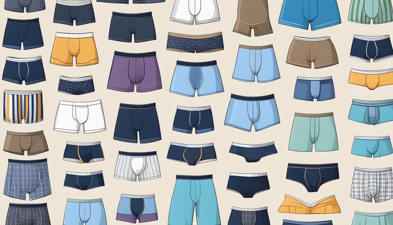 Various men's underwear brands arranged in a grid, showcasing different types and styles
