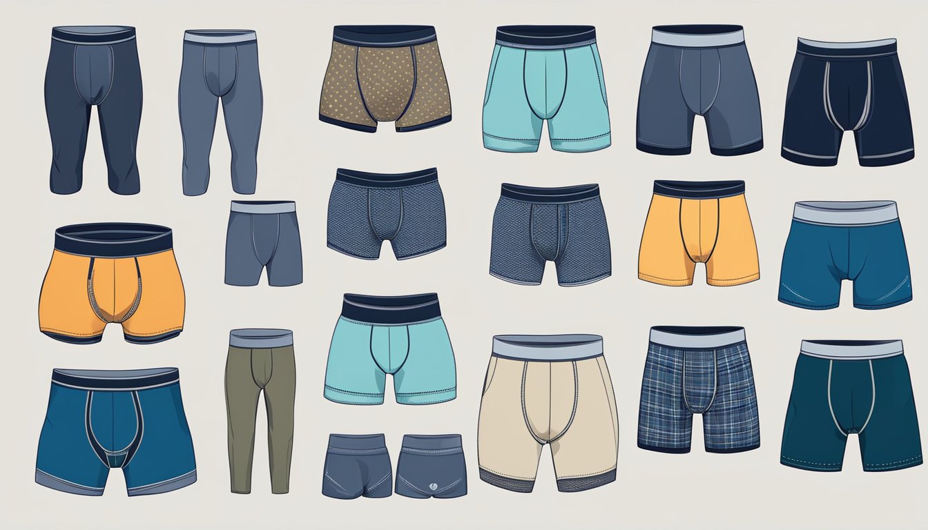 A variety of mens underwear brands are neatly displayed on a soft, comfortable material, with emphasis on quality and style