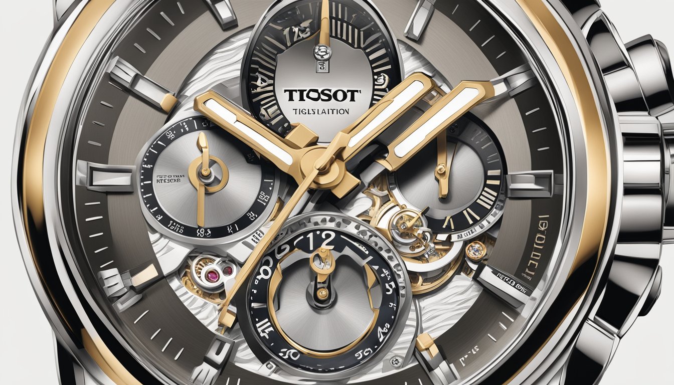 A display of Tissot's luxury watch collections, showcasing elegant designs and intricate details