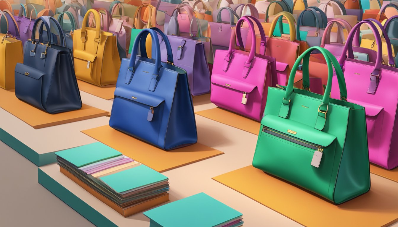 Emerging Spanish brands' bags on display at a designer showcase