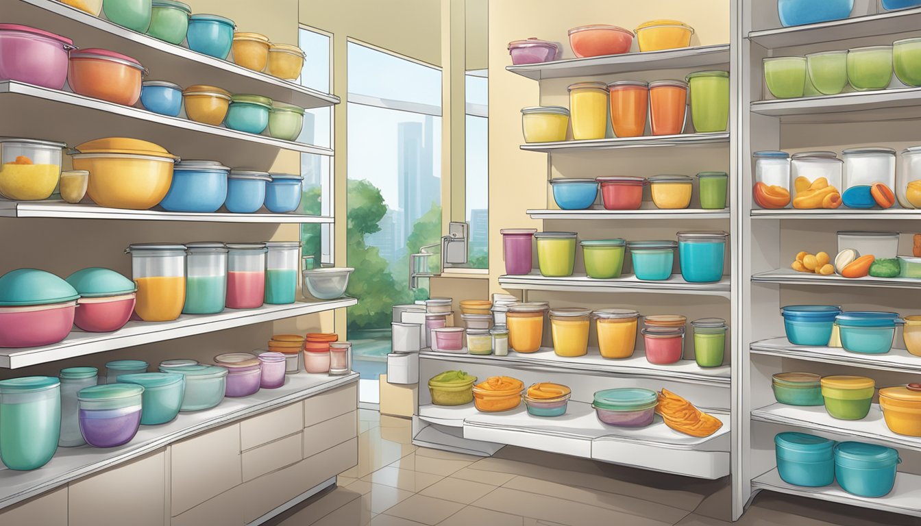 A display of Tupperware products showcasing innovation and variety in a Singaporean setting