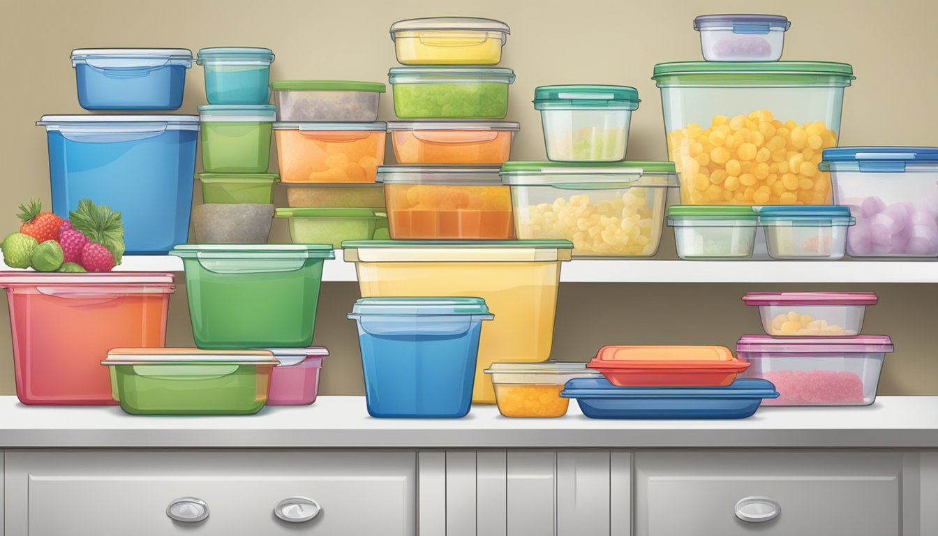 A table with various Tupperware products displayed, a sign with "Frequently Asked Questions" and the Tupperware brands logo in the background