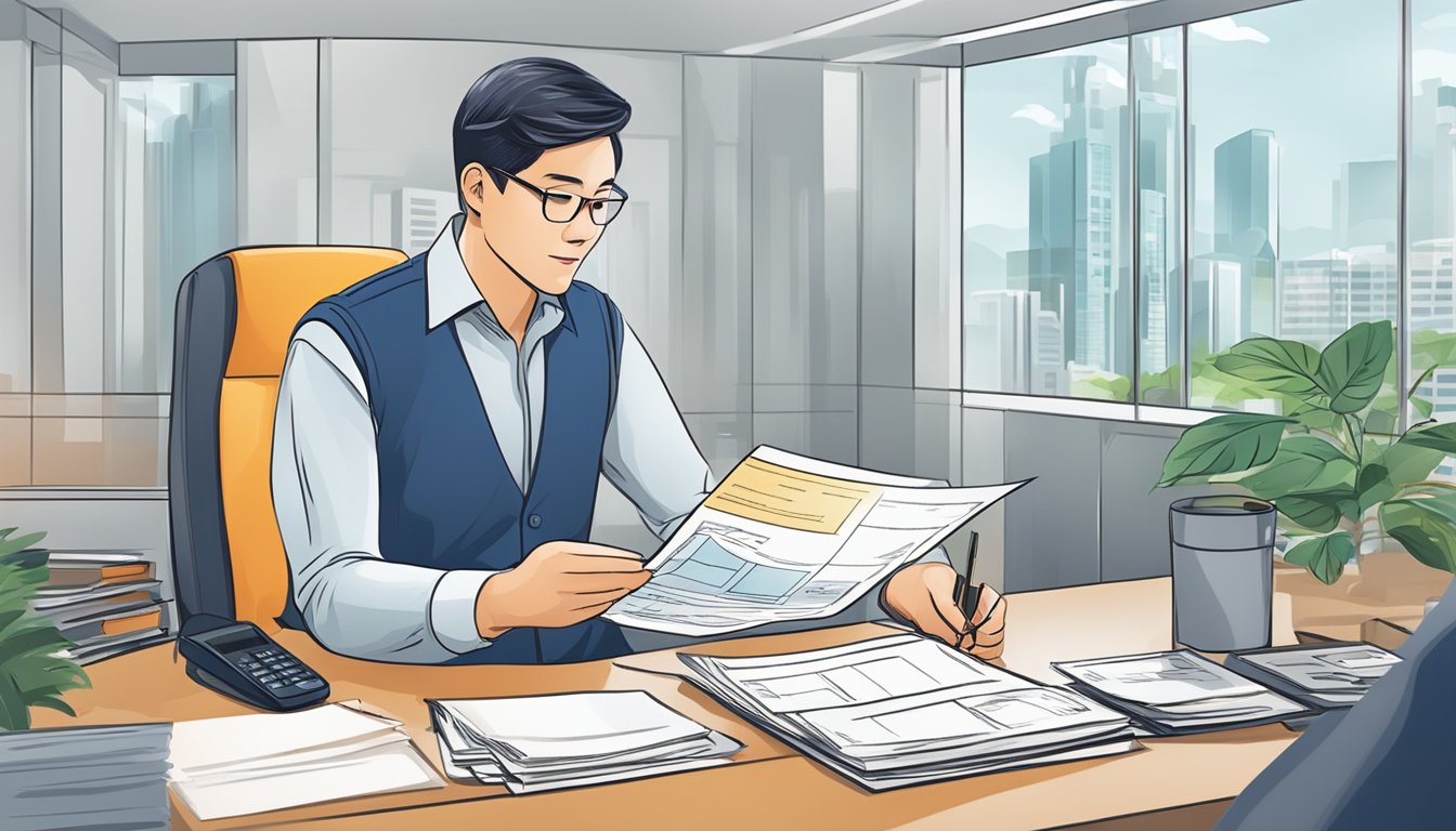 A money lender in Singapore reviews employment pass documentation