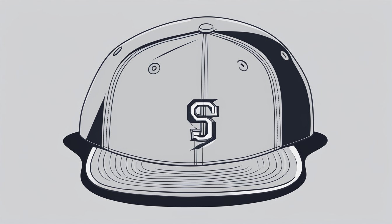 A '47 brand fitted hat lays flat on a clean, smooth surface, with a measuring tape or ruler placed next to it to indicate sizing