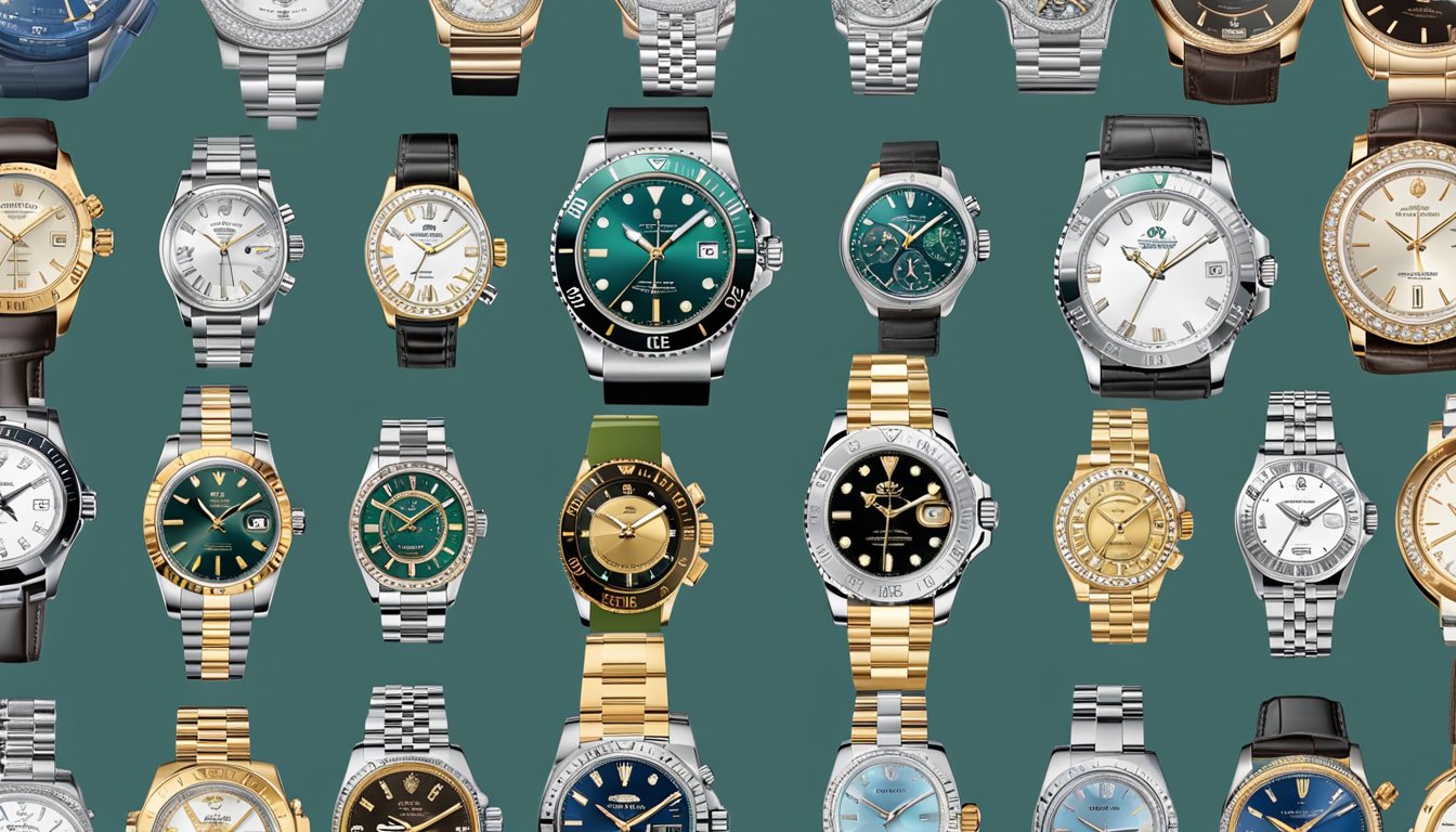 A display of luxury watch brands in a hierarchical order, with the most prestigious at the top and the lower-end brands at the bottom