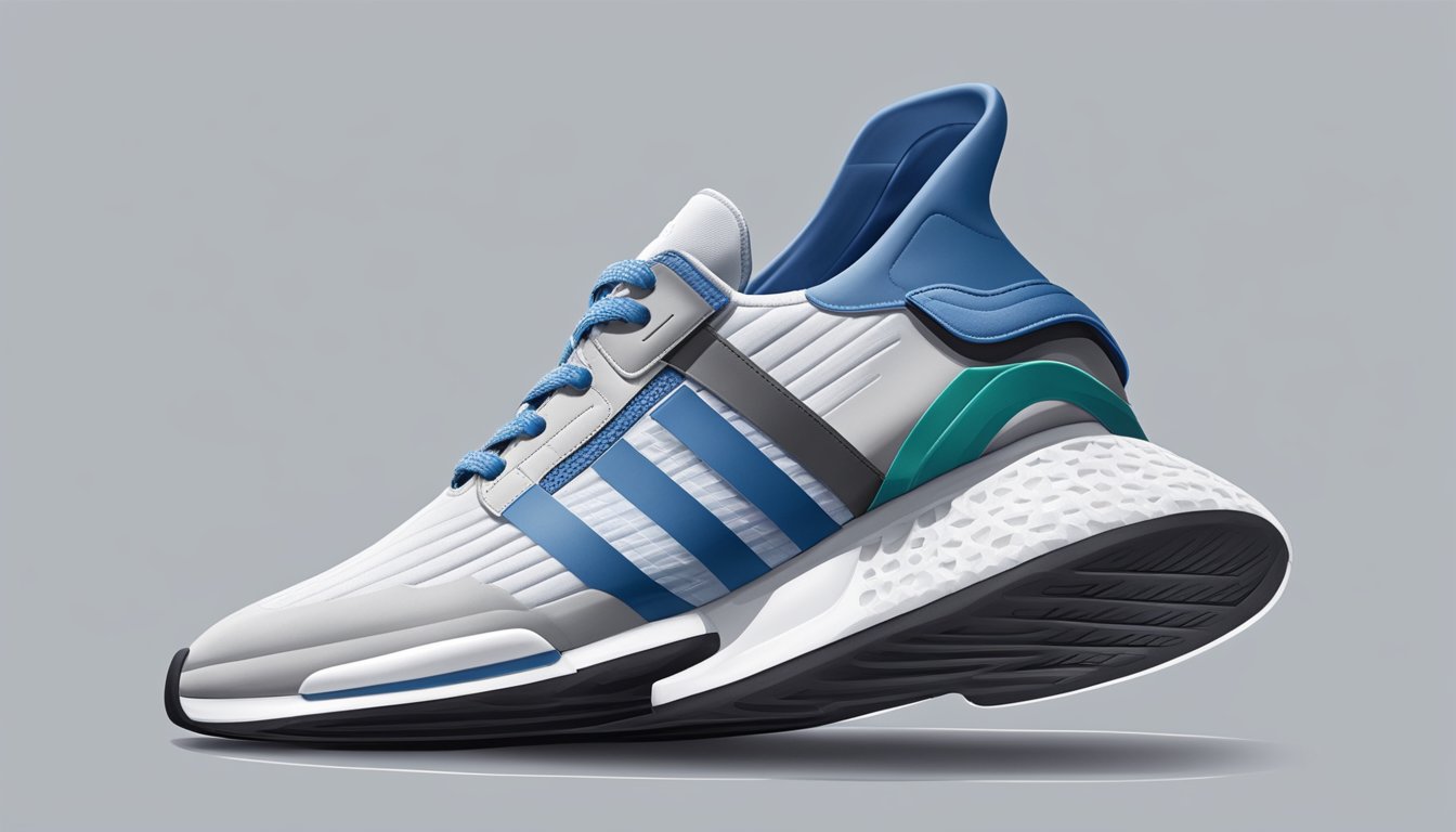 A sleek, modern sneaker with the adidas logo prominently displayed on the side, exuding a sense of innovation and style