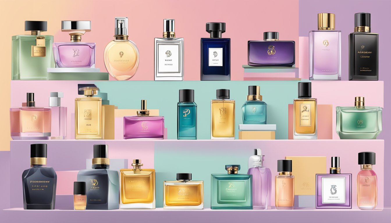 A display of various affordable perfume brands with a "Frequently Asked Questions" sign above