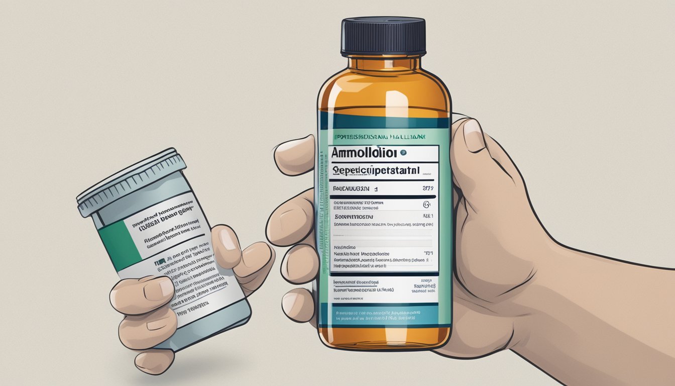 A hand holding a pill bottle with "amlodipine valsartan" brand name. A prescription label and dosage instructions are visible