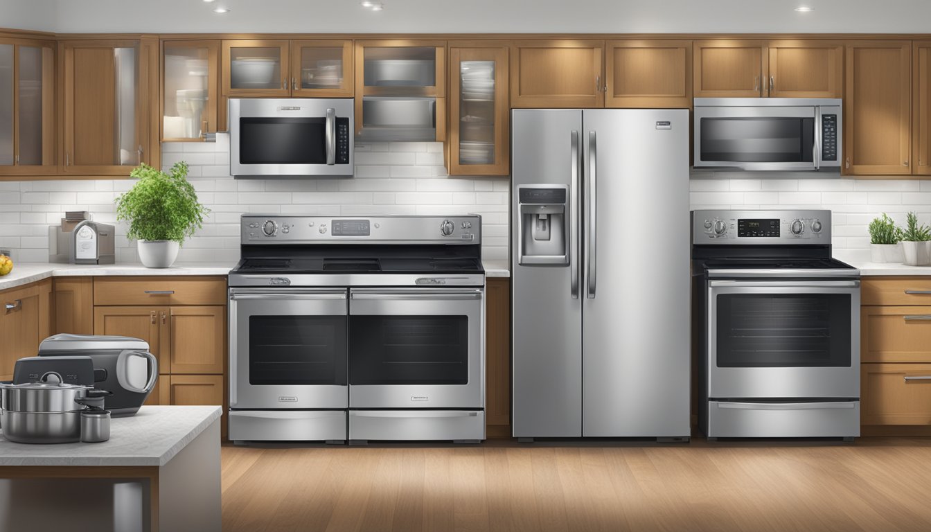 Appliance brands displayed with prominent pricing tags, emphasizing value for money