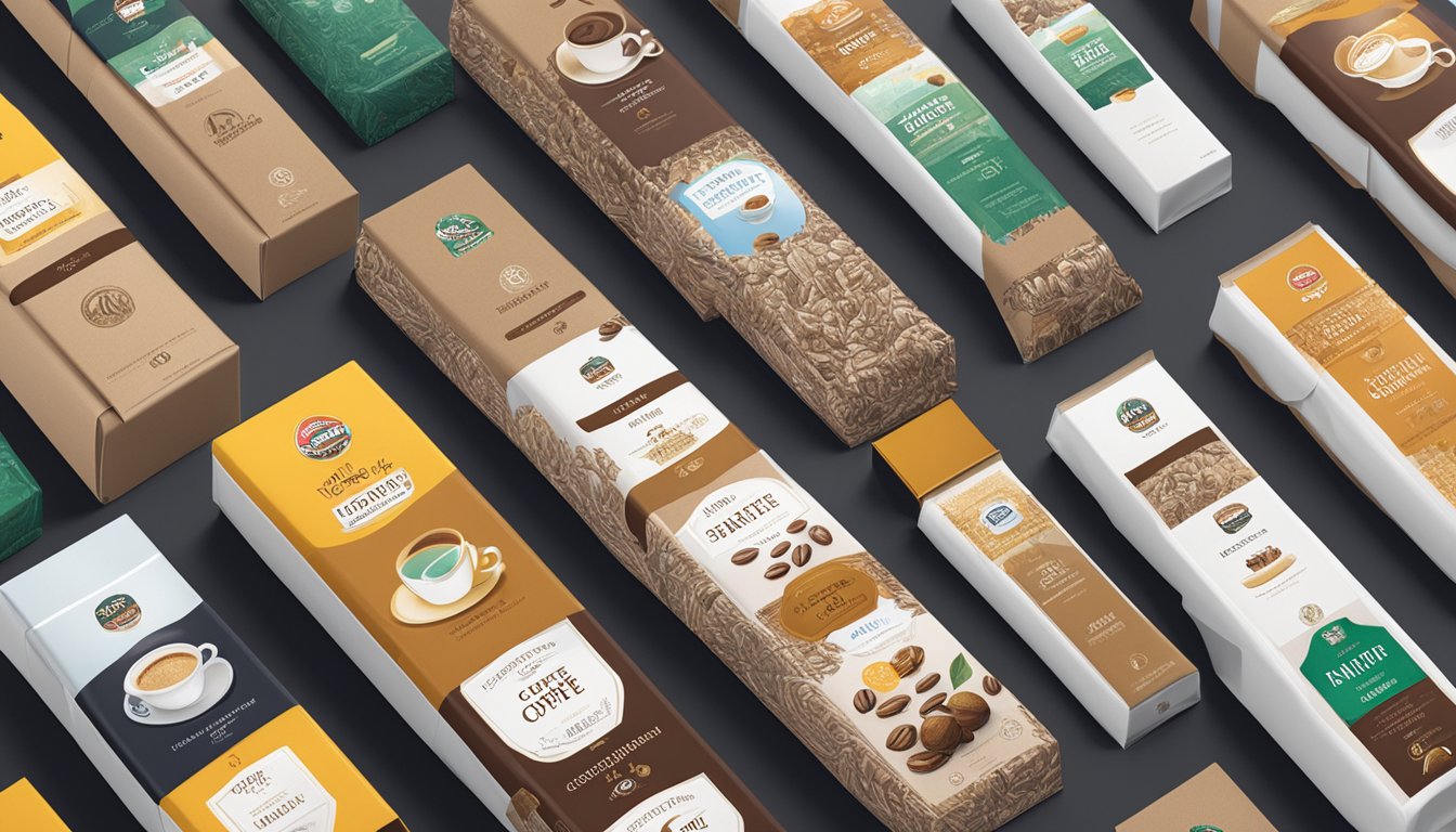 Austrian coffee brands displayed on shelves with traditional packaging and labels