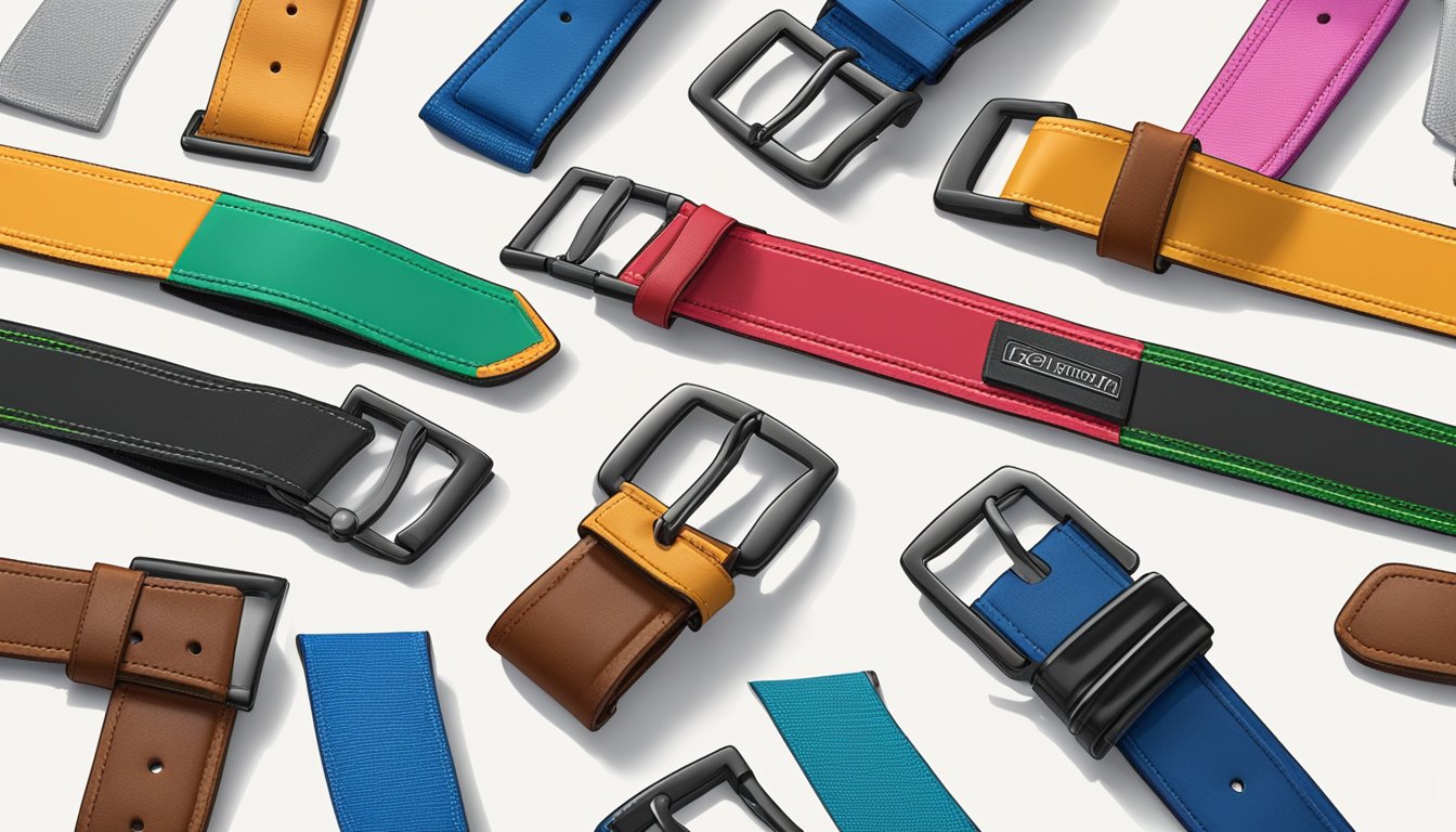 A stack of colorful belts with "Frequently Asked Questions" and name brand logos