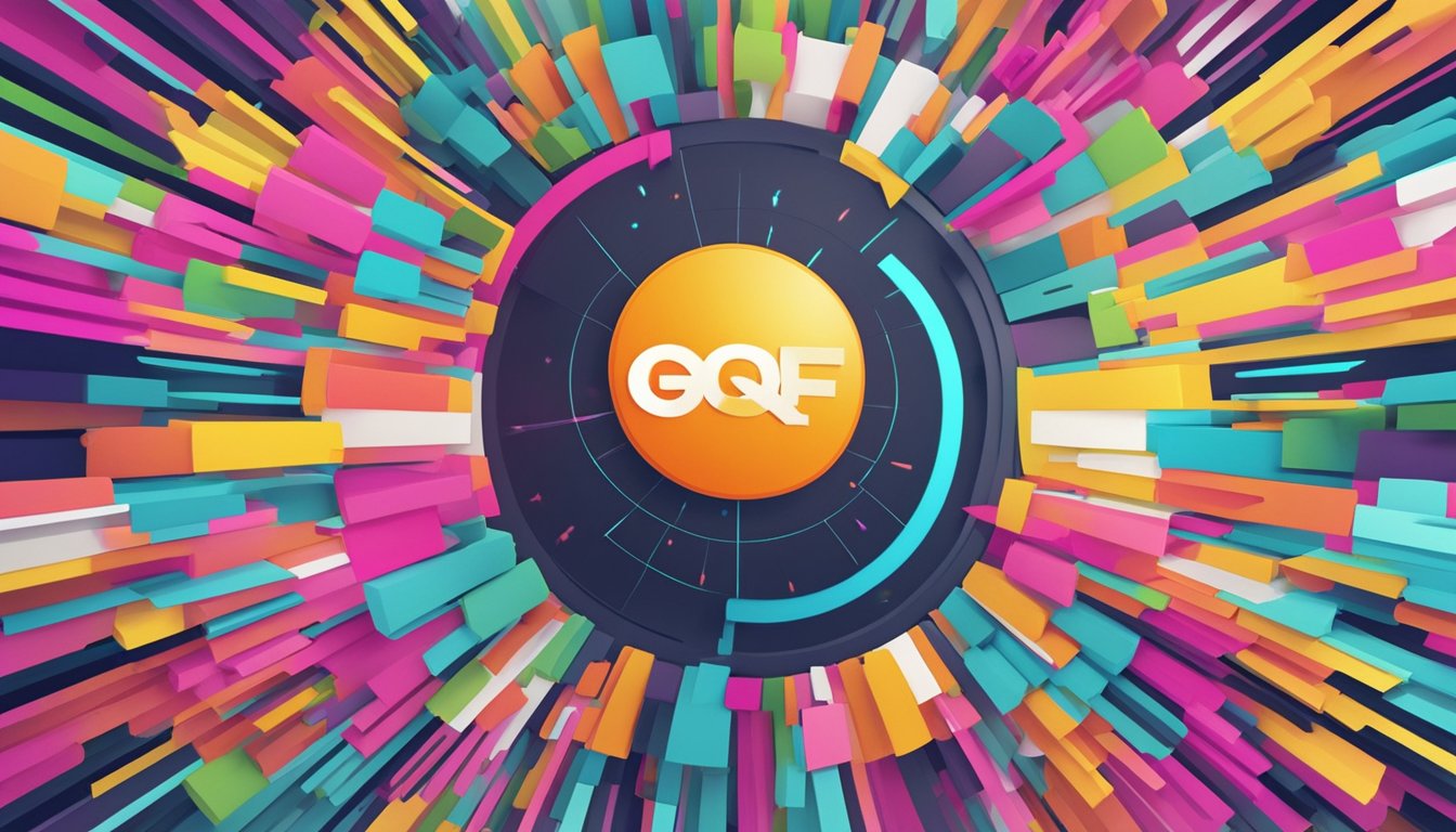 A colorful, animated GIF featuring the "Frequently Asked Questions" brand logo rotating and pulsating with eye-catching motion graphics