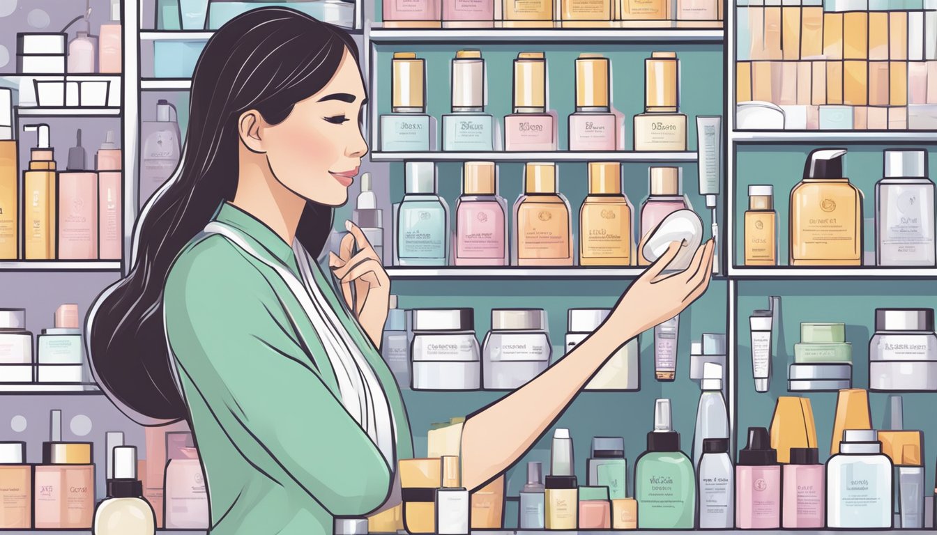 A woman applies skincare products from Singapore beauty brands to address various skin concerns