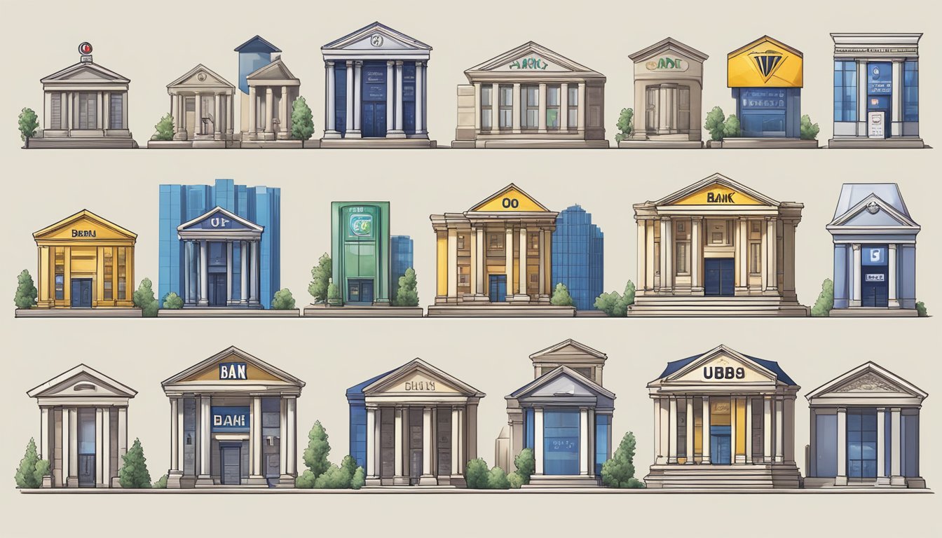 A row of bank logos, with UOB standing out, surrounded by other banks