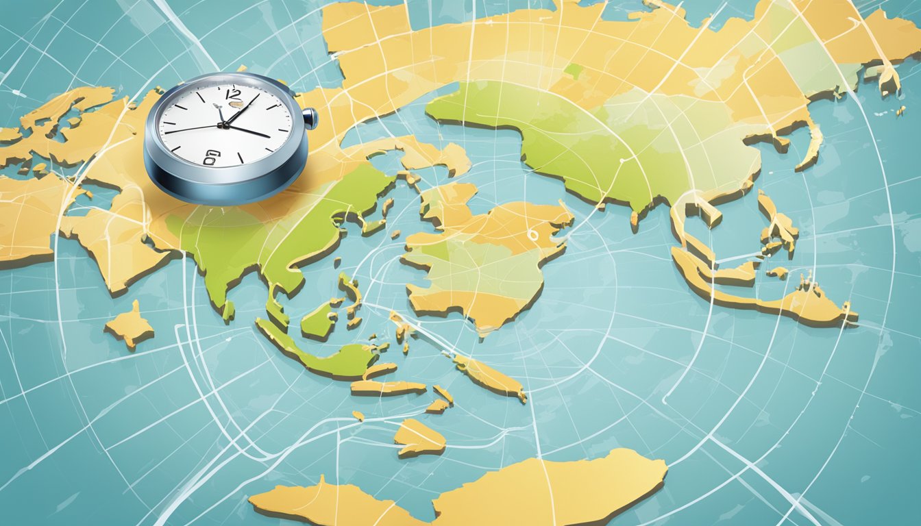 A toy watch brand logo shining above a world map, with dotted lines spreading to various continents