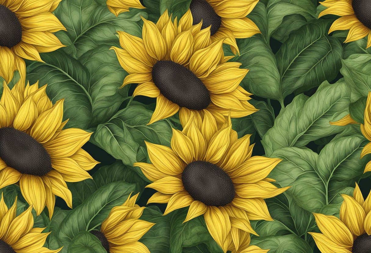 Sunflower leaves show black spots