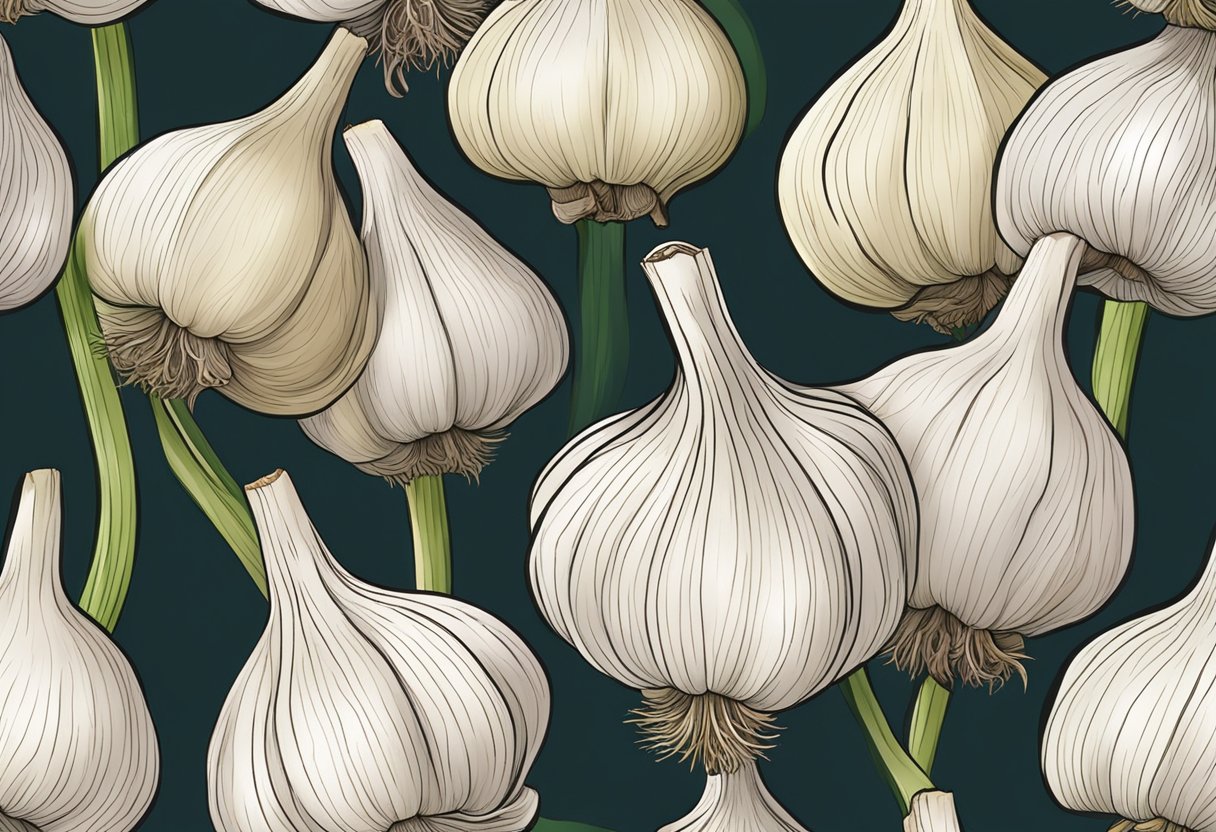 Garlic bulbs with visible bumps and ridges
