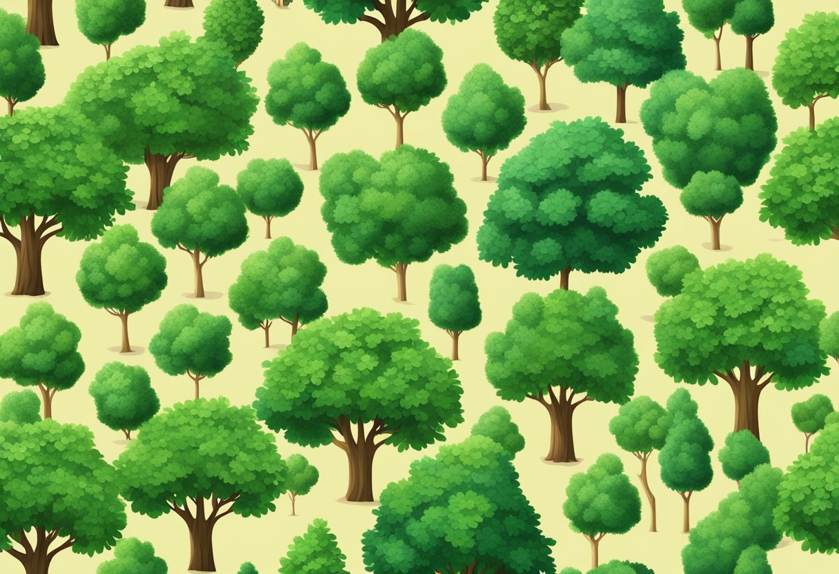 Lush green economic trees provide shade and oxygen, while also bearing fruits and nuts for consumption and sale