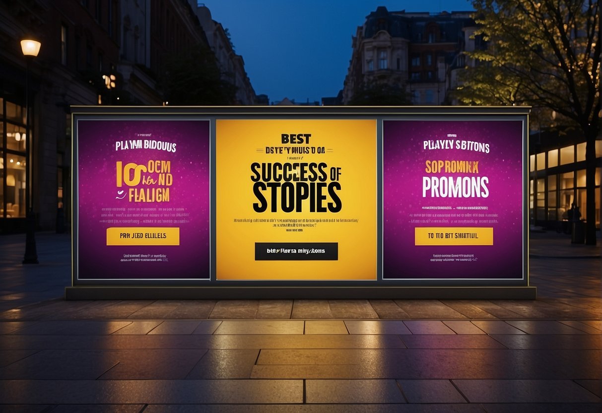 A vibrant banner displaying "Success Stories of PlayPIX" with bold text highlighting "Best Bonuses and Promotions" to attract attention