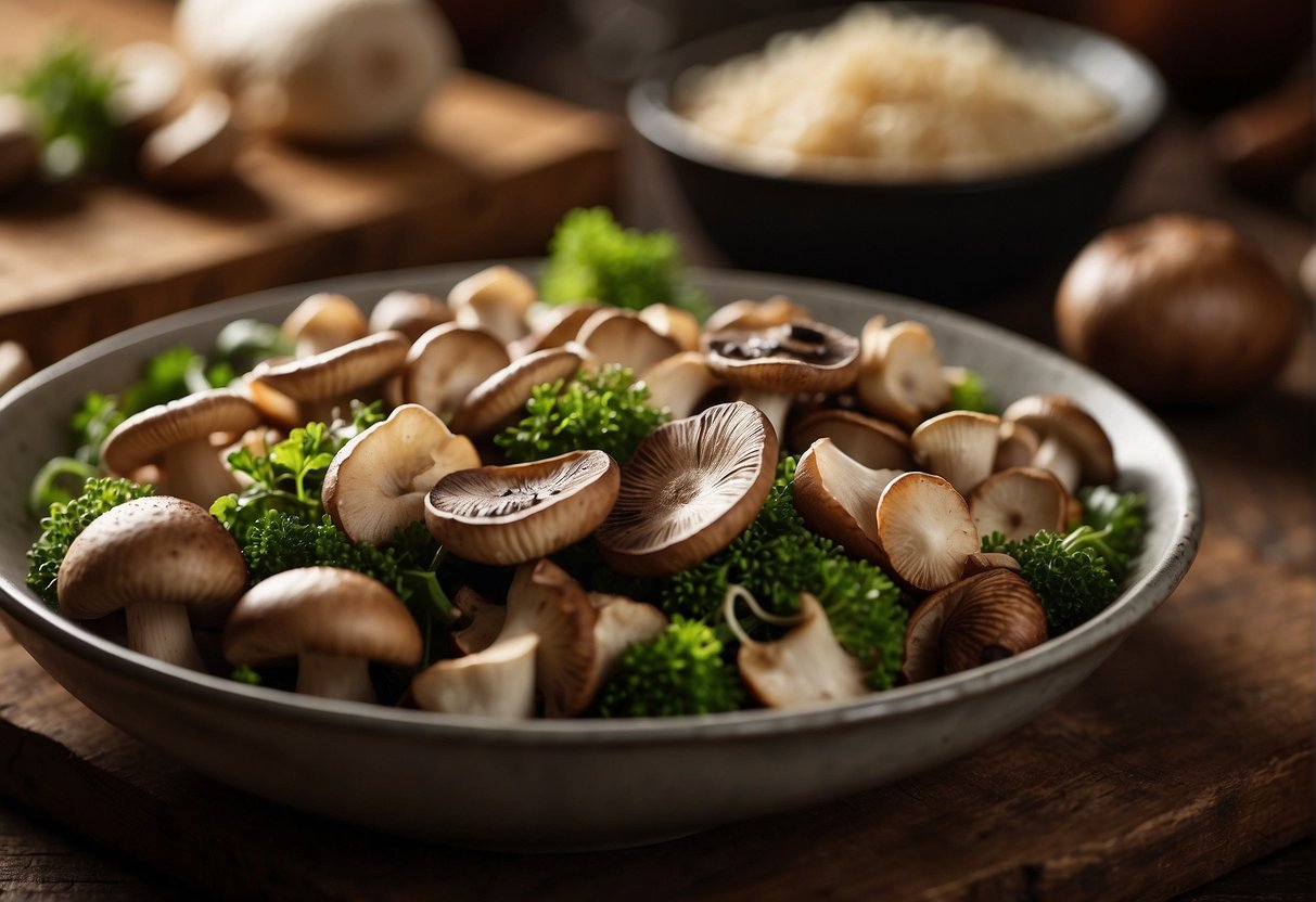 Mushrooms and meat are being combined in a dish, showcasing the potential health benefits of this pairing