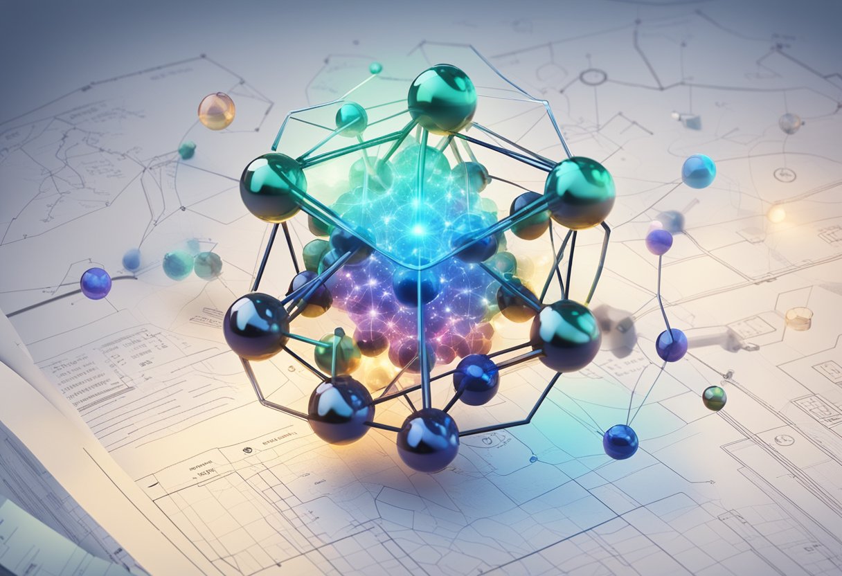 A glowing CBN molecule surrounded by scientific data and research findings