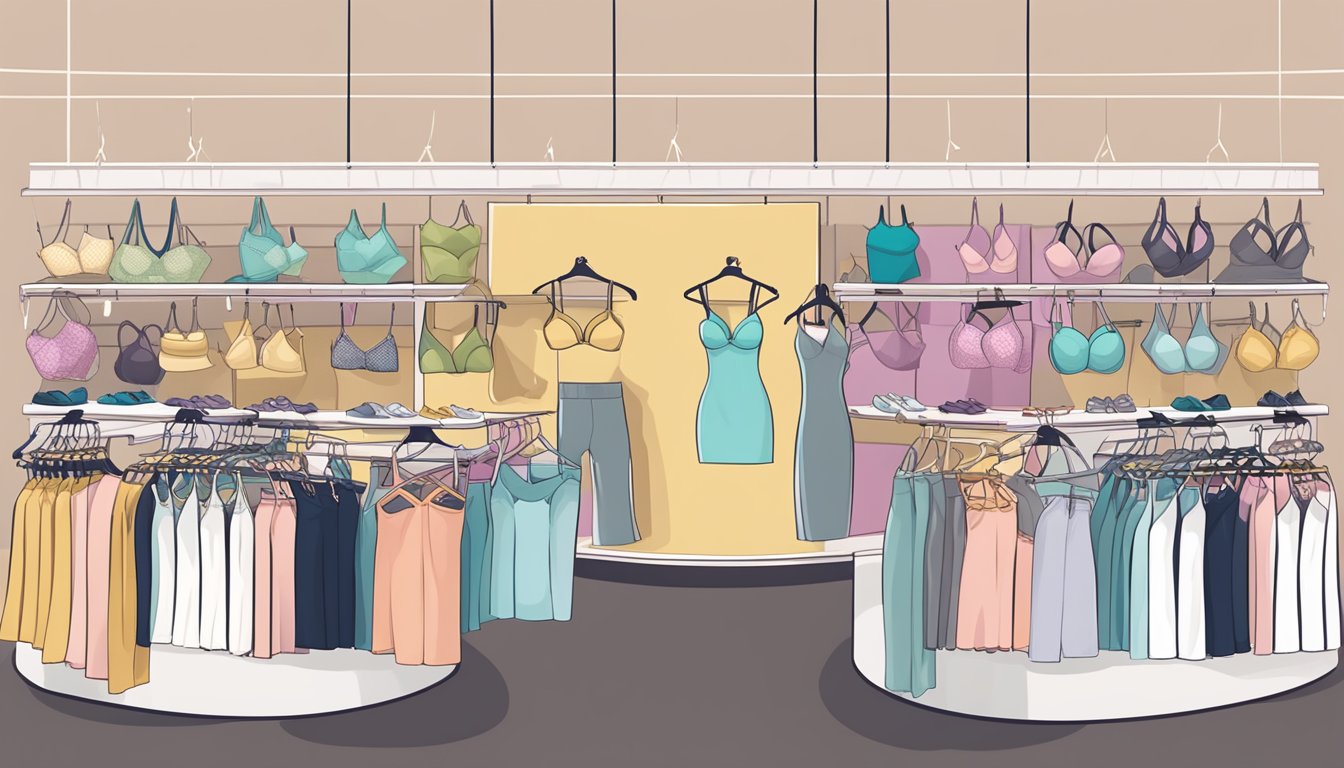 A display of various bras in different styles and types, with price tags prominently featured