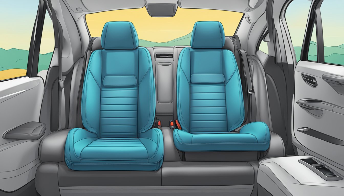 A car seat with "Frequently Asked Questions" branding displayed prominently